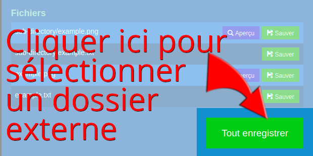 Cliquer ici pour sélectionner un dossier externe